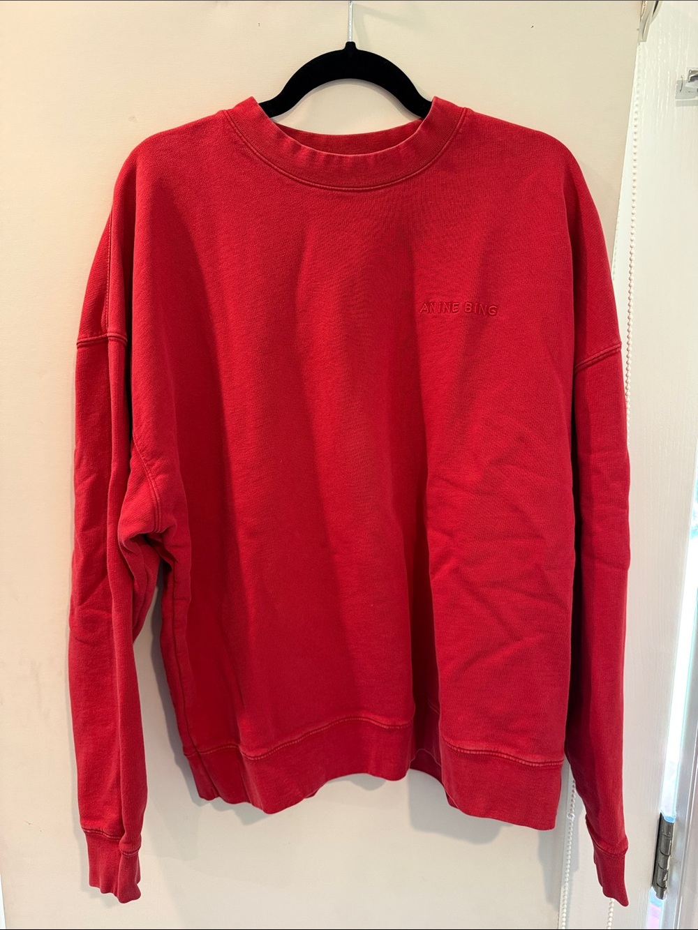 Anine Bing Women’s Red Crewneck Sweatshirt with Subtle Logo